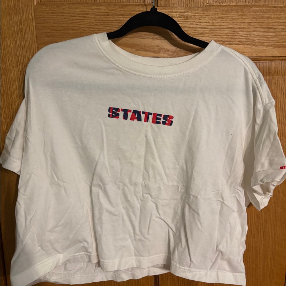 Nike White Short Sleeve Tee with Red and Blue Graphic